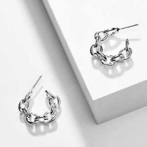 Silver Chain Hoop Earrings